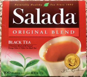 Picture of an 8-ounce 100-teabag box of Salada Black Tea.
