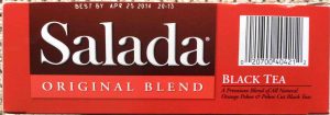 Picture of the UPC symbol side of a 100-count box of Salada All Natural Black Tea.